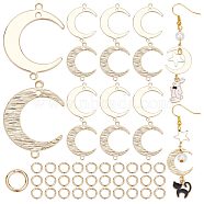 40Pcs 2 Styles Brass Connector Charms, with 40Pcs Open Jump Rings, Moon, Real 18K Gold Plated, 16.5~22x16.5~22x0.8~1mm, about 20pcs/style(KK-CN0001-96)