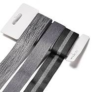 9 Yards 3 Styles Polyester Ribbon, for DIY Handmade Craft, Hair Bowknots and Gift Decoration, Black/Gray Color Palette, Gray, 1~1-1/8 inch(25~28mm), about 3 yards/style(SRIB-A014-G11)