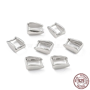 Rhodium Plated 925 Sterling Silver Ice Pick Pinch Bails, Rectangle, Platinum, 10x7x4mm, Inner Diameter: 4x6mm, Pin: 0.8mm(STER-Z001-016C-P)