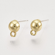 Alloy Stud Earring Findings, with Loop, Light Gold, 8.5x6mm, Hole: 1.5mm, Pin: 0.6mm(PALLOY-S121-254B)