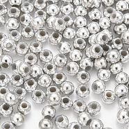 Plating Plastic Acrylic Round Beads, Silver Plated, 4mm, Hole: 1mm, about 14000pcs/ponud(PACR-L003-4mm-S)