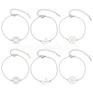 UNICRAFTALE 6Pcs 3 Styles 201 Stainless Steel Pentacle Link Bracelets, with Lobster Claw Clasps, Mixed Shapes, Stainless Steel Color, 2pcs/style(BJEW-UN0001-16P)