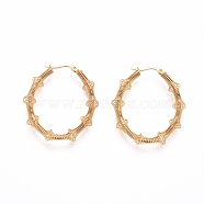 Long-Lasting Plated 304 Stainless Steel Wire Wrapped Hoop Earrings, Hypoallergenic Earrings, Oval, Golden, 42.5x34x6.5mm, Pin: 1x0.6mm(EJEW-D250-04B-G)