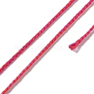 20M Polycotton Braided Cord, Flat, for DIY Jewelry Making, Red, 2x0.7mm, about 21.87 Yards(20m)/Roll(OCOR-G015-03A-08)