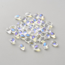 Teardrop Glass Charms, Clear AB, 9x6x5mm, Hole: 1mm(GLAA-WH0032-29A-01)