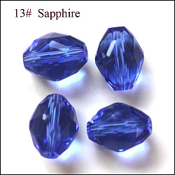 Imitation Austrian Crystal Beads, Grade AAA, Faceted, Oval, Blue, 8x6mm, Hole: 0.7~0.9mm(SWAR-F071-9x6mm-13)