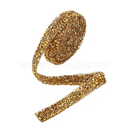 Glitter Resin Hotfix Rhinestone(Hot Melt Adhesive On The Back), Rhinestone Trimming, Costume Accessories, Gold, 10x2.3mm, about 0.91m/yard(OCOR-TAC0004-A-02)