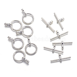 Tibetan Style Toggle Clasps, Cadmium Free & Lead Free, Donut, Silver Color Plated, Donut: 12x1.5mm, Hole: 1.5mm, Bar: 8x19x1.5mm, Hole: 1.5mm, about 930sets/kg(TIBE-A001-25S)