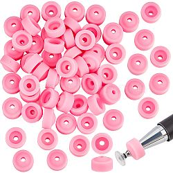 3 Sets Silicone Dust Proof Covers Set, Manicure Dust Cover Nail Polishing Caps, Flat Round, Pearl Pink, 0.85x0.5cm, Hole: 2mm, 20pcs/set(AJEW-CP0006-01)
