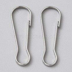 304 Stainless Steel Push Gate Snap Keychain Clasp Findings, Stainless Steel Color, 38x13x2.5mm(STAS-WH20010-005P-06)