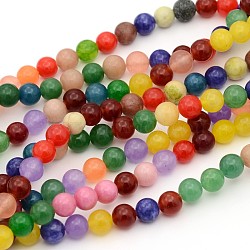 Natural White Jade Beads Strands, Dyed, Round, Colorful, about 8mm in diameter, hole, 1mm, about 50pcs/strand, 15.5 inch(JB8mm)