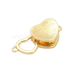 Brass Interlocking Clasps, Heart, Real 18K Gold Plated, 10x13x6mm, Hole: 1.2mm(KK-U059-04G)