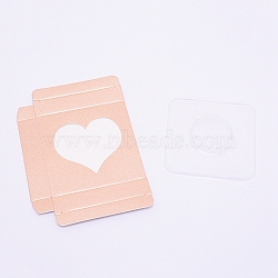 Paper Folding Boxes, Empty Eyelash Packaging Box, with Clear Window, Square, PeachPuff, 7.2x7.2x1.5cm(CON-WH0072-48F)