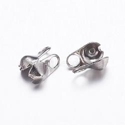 304 Stainless Steel Smooth Surface Bead Tips, Calotte Ends, Clamshell Knot Cover, Stainless Steel Color, 6x5.5mm, Hole: 0.8mm(STAS-P161-18-D)