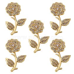 5Pcs Brass Micro Pave Clear Cubic Zirconia Pendants, Nickel Free, Flower, Real 16K Gold Plated, 28x18x8mm, Hole: 2x4mm(ZIRC-SZ0002-51)