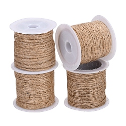 Burlap Ribbon, Hessian Ribbon, Jute Ribbon, for Jewelry Making, Tan, 4Rolls/set(OCOR-CJ0001-07)