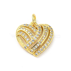 Brass with Cubic Zirconia Pendants, Heart, Heart, 15x15.5x3.7mm(FIND-Z023-01C)