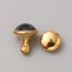 Round Brass Semi-Tublar Rivets, Collision Rivet, with Glass, for Purse, Bags, Boots, Leather Crafts Decoration, Golden, Gray, 9x7.5mm, Pin: 2.7mm, Cap: 5.5x3mm, Hole: 2.5mm(FIND-WH0423-44J)