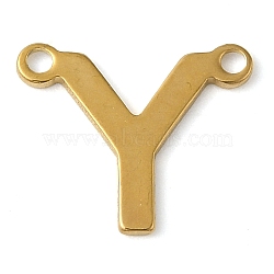 304 Stainless Steel Charms, Real 18K Gold Plated, Letter Charm, Letter Y, 10x11x1mm, Hole: 1mm(STAS-Z074-04G-Y)