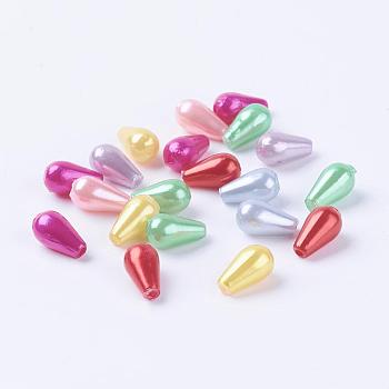 ABS Plastic Imitation Pearl, teardrop, Mixed Color, 10x6mm, Hole: 1mm