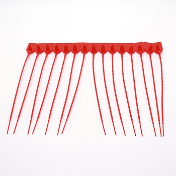 PP Plastic Tamper Seals, Disposable Self-Locking Tie, for Clothings Supplies, Red, 250x19.5x15.5mm, Hole: 3mm and 5mm