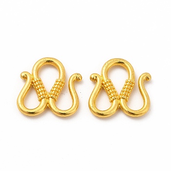 Rack Plating Alloy S-Hook Clasps, for Jewelry Making, Matte Gold Color, 14.7x14.3x2.3mm, Hole: 3.5x5mm and 4.7x5.5mm