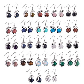 Gemstone Chameleon Dangle Earrings with Crystal Rhinestone, Platinum Brass Jewelry for Women, 39mm, Pin: 0.7mm