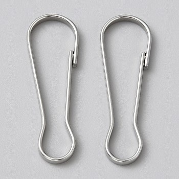 304 Stainless Steel Push Gate Snap Keychain Clasp Findings, Stainless Steel Color, 38x13x2.5mm