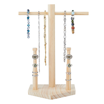 Wooden Baseball Ring Display Holder, PapayaWhip, 32.5x12.8x31.5cm
