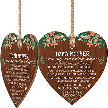 Heart with Word Wooden Hanging Plate, Decoration Accessories, Floral Pattern, 100x100mm