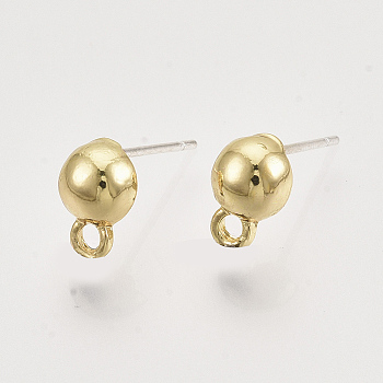 Alloy Stud Earring Findings, with Loop, Light Gold, 8.5x6mm, Hole: 1.5mm, Pin: 0.6mm