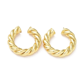 Rack Plating Brass Twist Rope Cuff Earrings for Women, Long-Lasting Plated, Lead Free & Cadmium Free, Real 18K Gold Plated, 29~29.5x6~6.5mm