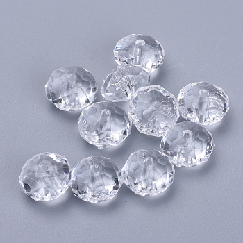 Transparent Acrylic Beads, Faceted, Rondelle, Clear, 22x15mm, Hole: 3mm