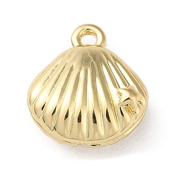 Brass Pendant, Marine Animal Charm, Golden, Shell Shape, 10x9x4mm, Hole: 1mm