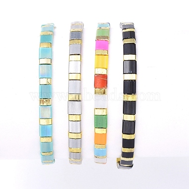 Rectangle Glass Seed Beads Stretch Bracelets(BJEW-JB05297)-2