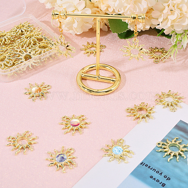 40Pcs Rack Plating Alloy Open Back Bezel Pendants(FIND-CA0008-76)-5