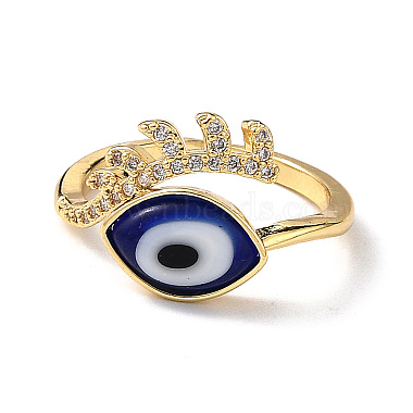 Lampwork Evil Eye Cuff Ring with Clear Cubic Zirconia(RJEW-L104-04G-04)-3