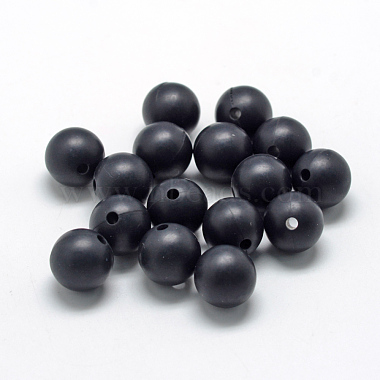 12mm Black Round Silicone Beads