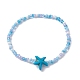 Glass Seed & Synthetic Turquoise Starfish Beaded Stretch Bracelet for Women(BJEW-JB09709-01)-1