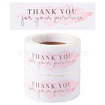 2 Rolls Self-Adhesive Paper Gift Tag Youstickers, Rectangle Thank You Stickers Labels, for Small Business, Pink, 2.9x6x0.01cm, 120pcs/roll(DIY-TA0013-48A)