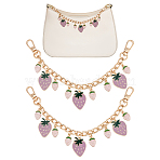 2Pcs Alloy Enamel Strawberry Pendant Aluminum Curb Chain Bag Decorative Chains, with Alloy Clasps, Bag Replacement Accessories, Golden, Lilac, 215mm(HJEW-UN00094)