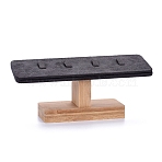T-Bar Microfiber Cloth Ring Display Stands, with Bamboo Holder, Gray, 19.9x8.4x6.1cm(RDIS-I002-01B)