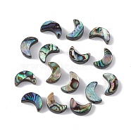 Natural Abalone Shell/Paua Shell Beads, Moon, Colorful, 10x7x3mm, Hole: 0.9mm(SSHEL-M021-05)