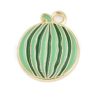 Alloy Enamel Pendants, Golden, Watermelon Charm, Green, 17.5x15x1.5mm, Hole: 1.8mm(FIND-K020-21A-G)