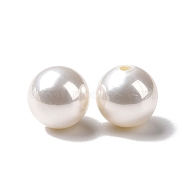 ABS Plastic Beads, Imitation Shell & Pearl, Half Drilled, Round, White, 12mm, Hole: 1.2mm(FIND-A013-07B)