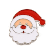 Christmas Theme Enamel Pins, Alloy Brooches for Backpack Clothes, Santa Claus, 20x19x1mm(JEWB-M043-01E)