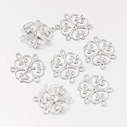 Flower 316 Surgical Stainless Steel Filigree Joiners, Chandelier Components, Stainless Steel Color, 19x17x1mm, Hole: 2x1mm(X-STAS-M256-04)