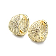 Rack Plating Brass Micro Pave Cubic Zirconia Hoop Earring, Cadmium Free & Lead Free, Long-Lasting Plated, Real 18K Gold Plated, 20x13.5mm(EJEW-C086-02G)
