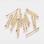 Brass Links, Long-Lasting Plated, Bar, Real 18K Gold Plated, 22x2x1mm, Hole: 1mm(KK-F739-10G)