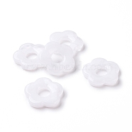 Opaque Acrylic Beads, Flower, White, 25.5x26x4.5mm, Hole: 1.6mm, about 240pcs/500g(OACR-E014-02)
